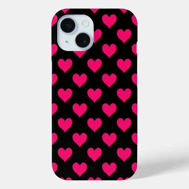 Coques Case-Mate iPhone Motif de coeur noir et rose (Verso)