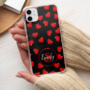 Case-Mate iPhone Case motif de coeur rouge élégant sur monogramme person