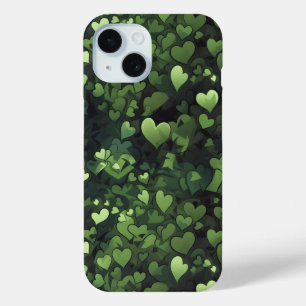 Coque Pour iPhone 15 Motif de coeur vert foncé