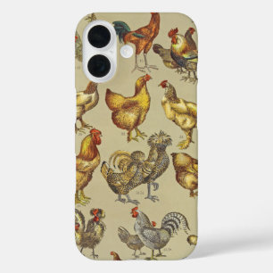 Coque Pour iPhone 16 Motif de coq poulet vintage : Art de ferme