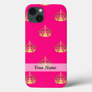 iPhone 13 Coque Motif de couronne rose et or
