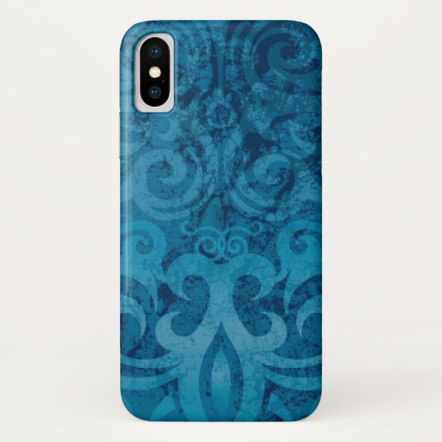 Coques Case-Mate iPhone Motif de Damas à torsion bleue (Dos)