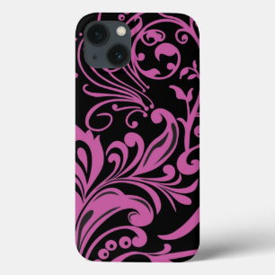 Case-Mate iPhone Case Motif de Damas à torsion rose sur noir