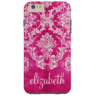 Motif de Damas de Grunge rose chaud Texte personna