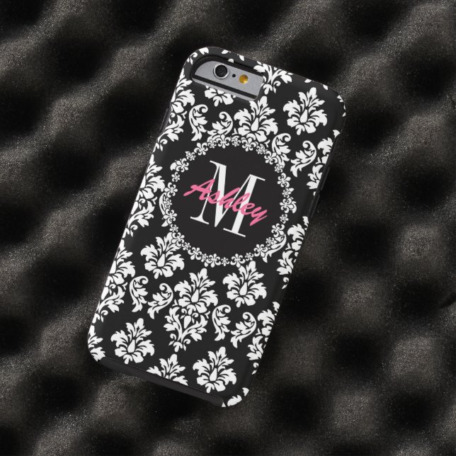 Coques Case-Mate iPhone Motif de damassé de Fleur de Lis Monogram (In Situ)