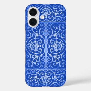 Coque Pour iPhone 16 Motif de défilement bleu royal