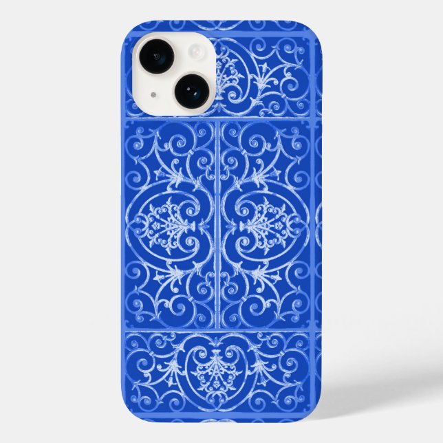 Coques Case-Mate iPhone Motif de défilement bleu royal (Verso)