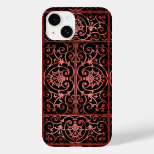 Coque Pour iPhone 14 Motif de défilement rouge et noir