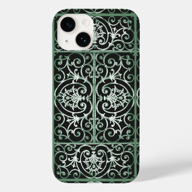 Coques Case-Mate iPhone Motif de défilement vert et noir (Verso)