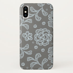 Coque iPhone X Motif de dentelle, cru 6 de fleur