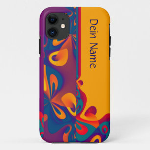 Coques Pour iPhone Motif de design graphique - orange violet + votre