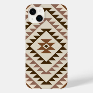 Coque Pour iPhone 14 Plus Motif de diamant aztèque marron et crème