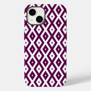 Coque Pour iPhone 14 Motif de diamant blanc et violet de prune