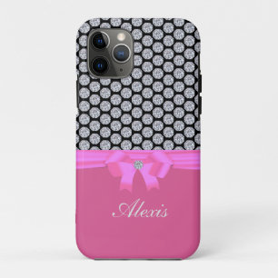 Case-Mate iPhone Case Motif de diamant & calligraphie de nom sur or rose