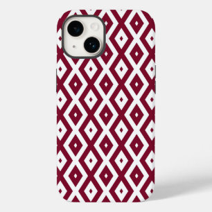 Coque Pour iPhone 14 Motif de diamants de Bourgogne et blanc