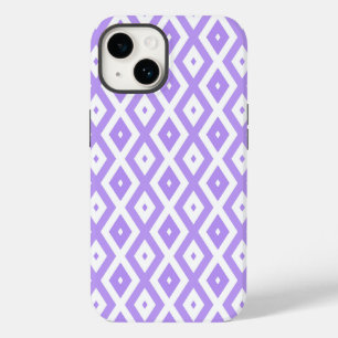 Coque Pour iPhone 14 Motif de diamants violet et blanc