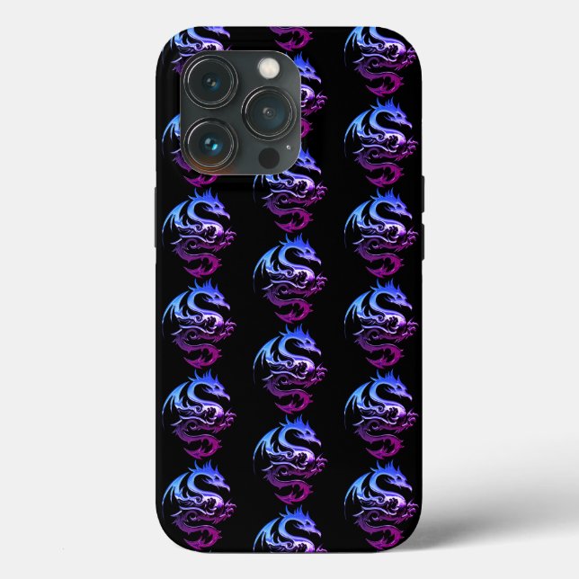 Coques Case-Mate iPhone Motif de dragon métallique violet (Verso)