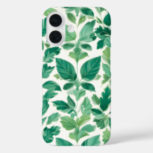 Coque Pour iPhone 16 Motif de feuillage vert luxuriant