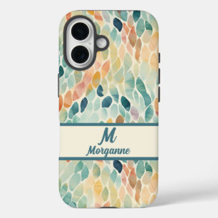 Coque Pour iPhone 16 Motif de feuille d'aquarelle monogramme personnali
