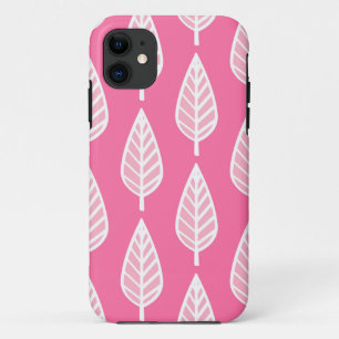 Case-Mate iPhone Case Motif de feuille de hêtre - Rose fluorescent et bl