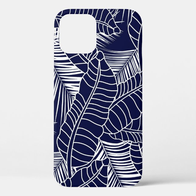 Coques Case-Mate iPhone motif de feuille tropicale sur l'arrière - plan bl (Verso)