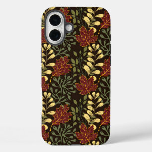 Coques iPhone 16 Plus Motif de feuilles de chêne d'automne en bordeaux e