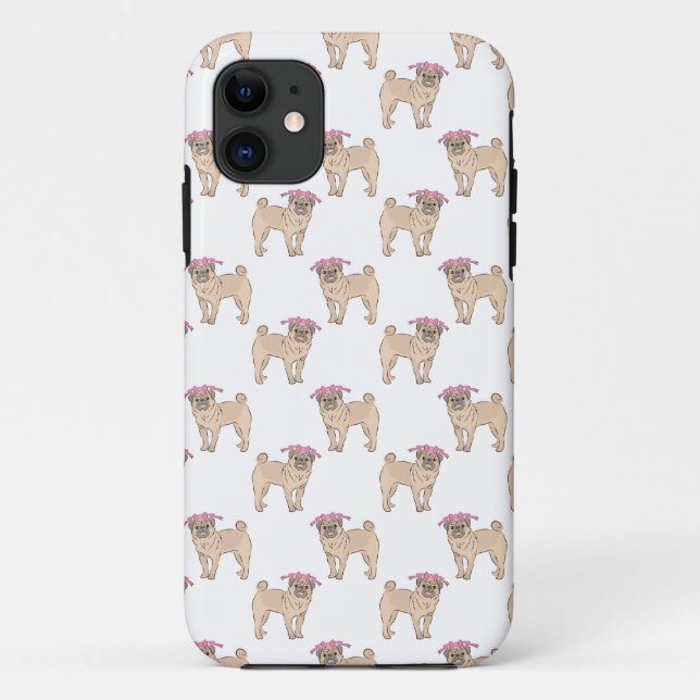Coques Case-Mate iPhone Motif de fille de chien de carlin (Dos)
