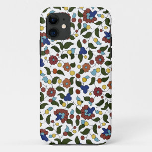 Coques Pour iPhone Motif de fleurs arméniennes - Bleu & Blanc