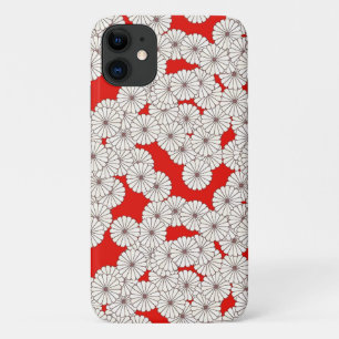 Coque Case-Mate Pour iPhone Motif de fleurs Art déco - crème sur rouge