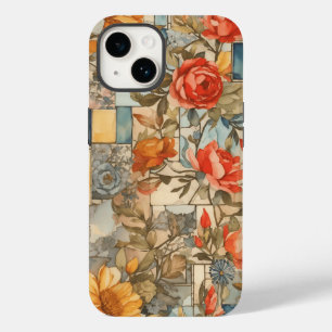 Coque Pour iPhone 14 Motif de fleurs Collage Aesthétique Aquarelle Flor