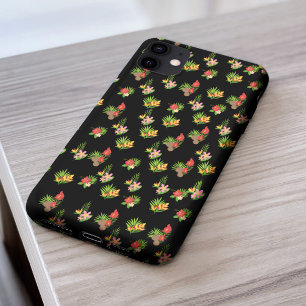 Coque Pour Pour iPhone 14 Pro Max Motif de fleurs coloré élégant arrière - plan noir