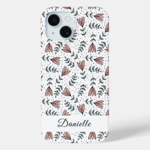 Coque Pour iPhone 15 Motif de fleurs florales roses mignon Nom