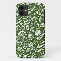 Motif de fleurs géométriques blanches sur vert for