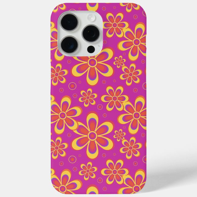 Coques Case-Mate iPhone Motif de fleurs Super magenta violet (Verso)
