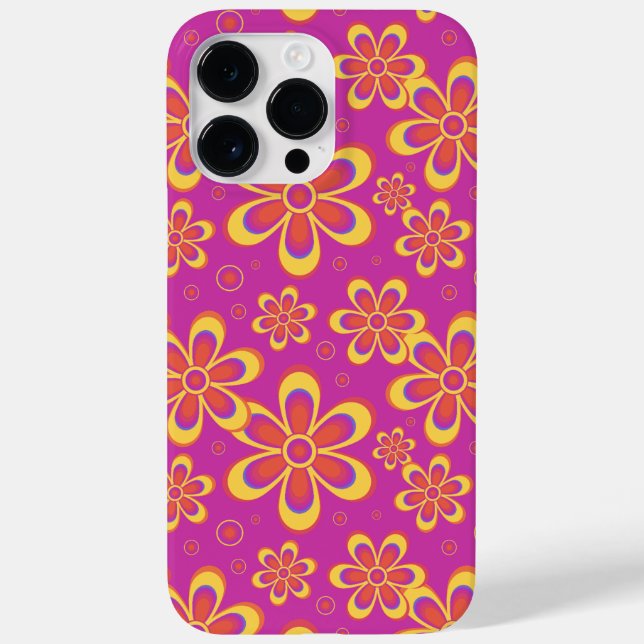 Coques Case-Mate iPhone Motif de fleurs Super magenta violet (Verso)