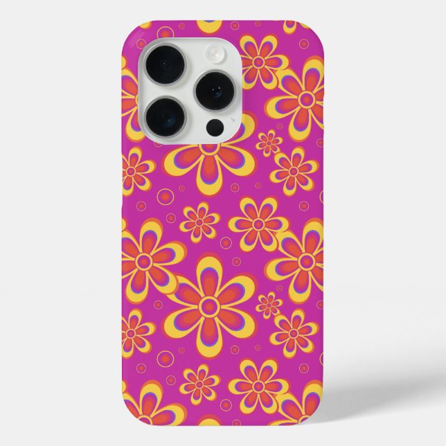 Coques Case-Mate iPhone Motif de fleurs Super magenta violet (Verso)