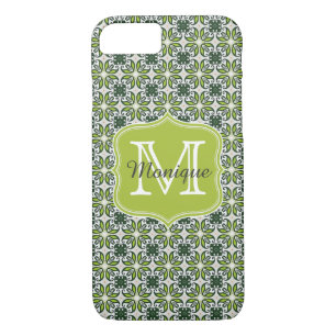Case-Mate iPhone Case Motif de fleurs vertes Monogrammes