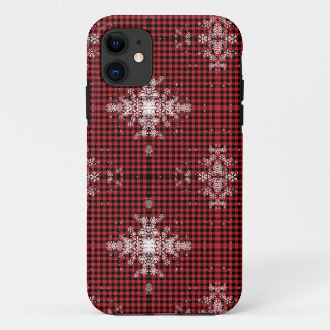 Coques Case-Mate iPhone Motif de flocon de neige de Buffalo Rouge (Dos)