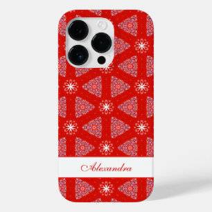 Coque Pour iPhone 14 Pro Motif de Flocon de neige rouge de Noël Personnalis