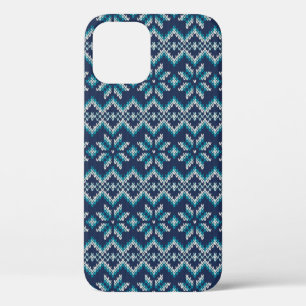 Case-Mate iPhone Case Motif de flocons de neige bleu et blanc Faux Knit