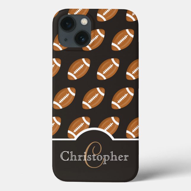 Coques Case-Mate iPhone Motif de football noir Monogram (Verso)