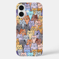 Motif de foule de chats mignons et colorés avec vi