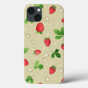 iPhone 13 Coque Motif de fraises d'aquarelle