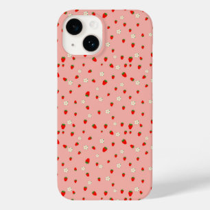 Coque Pour iPhone 14 Motif de fraises et de fleurs