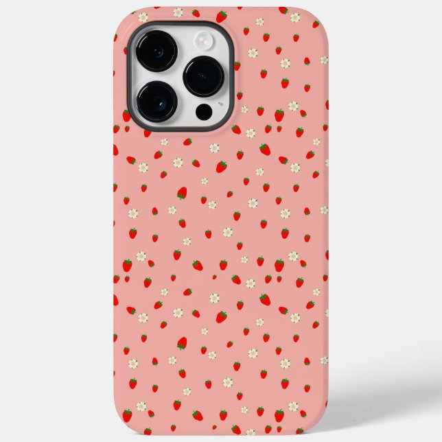 Coques Case-Mate iPhone Motif de fraises et de fleurs (Verso)