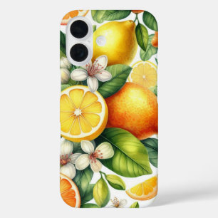 Coque Pour iPhone 16 Motif de fruits d'agrumes à l'aquarelle