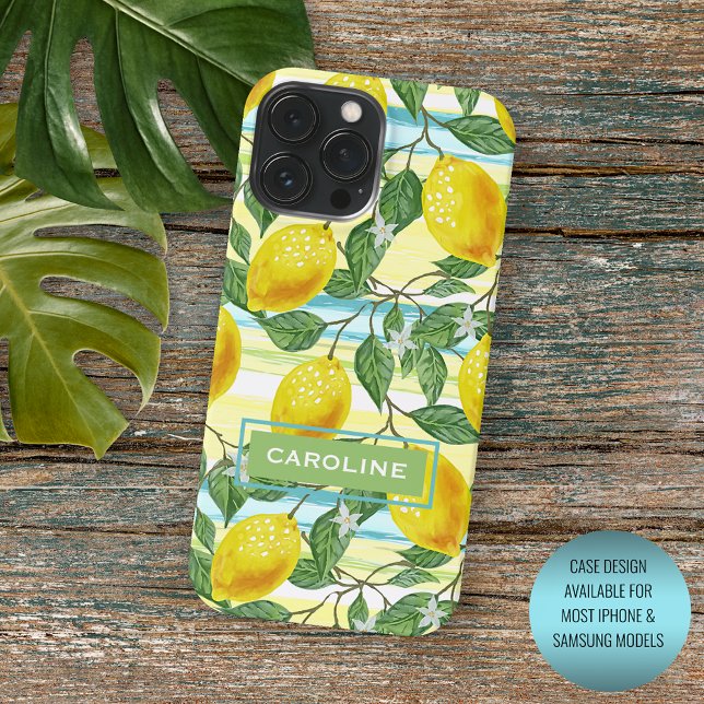 Coques Case-Mate iPhone Motif de Fruits de citron méditerranéen personnali (Créateur téléchargé)