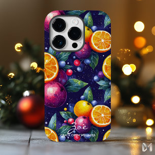Coque Pour iPhone 14 Pro Motif de fruits de citrus et de baies vifs sur fon