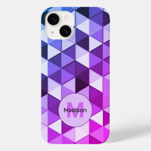 Coque Pour iPhone 14 Motif de géométrie triangle bleu violet