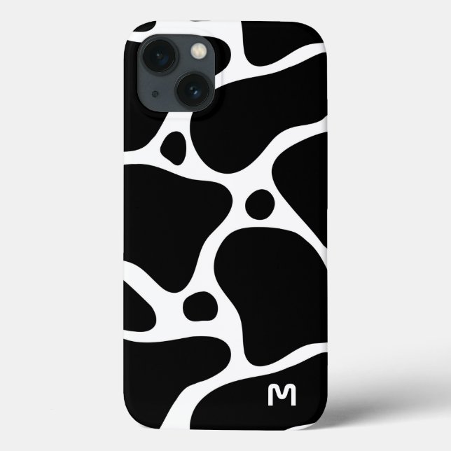 Coques Case-Mate iPhone Motif de girafe abstraite noir et blanc (Verso)